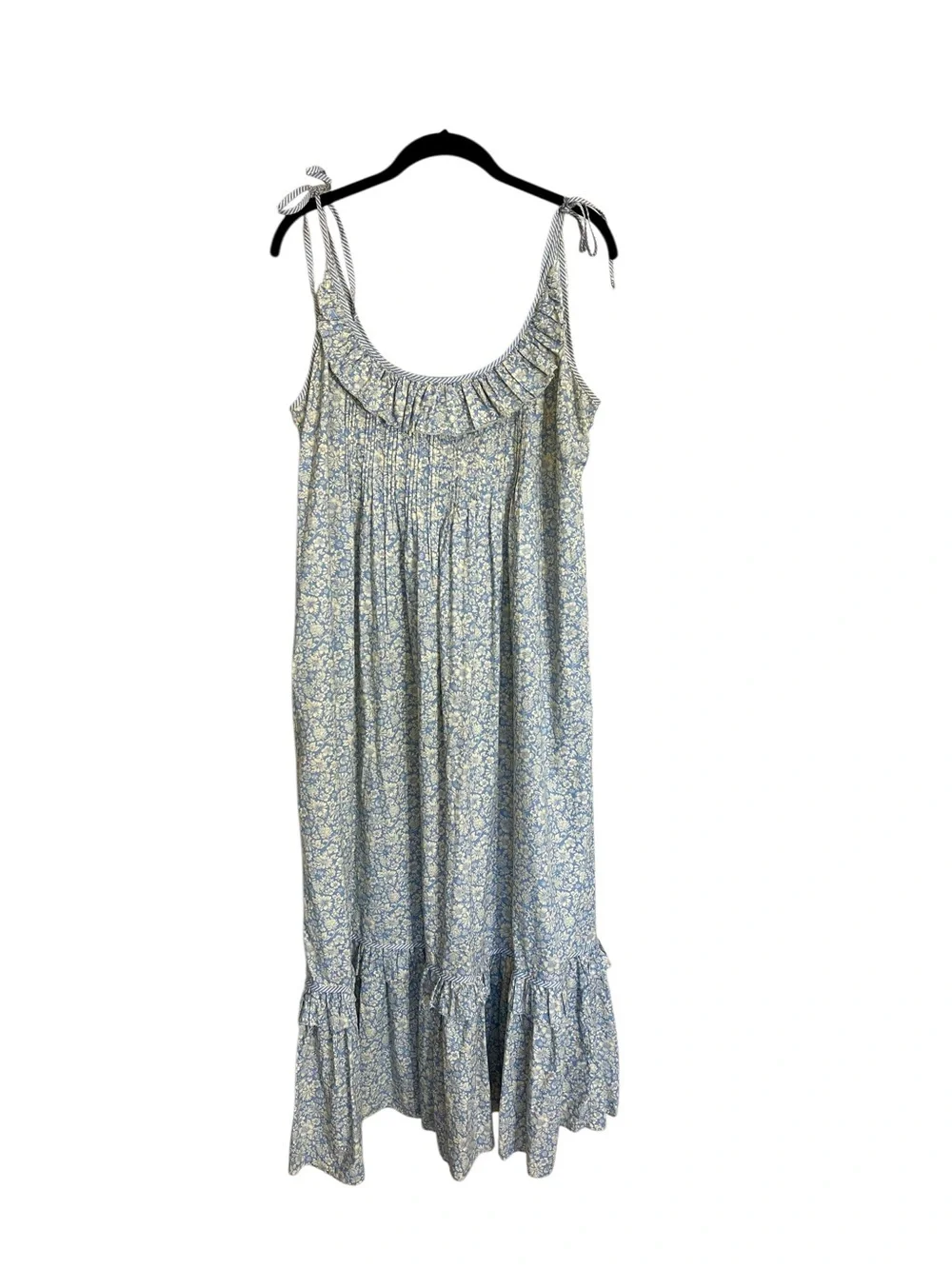 Christy Dawn Elaina midi dress daisy blue cotton tiered ruffle sz L prairie boho - Picture 3 of 16